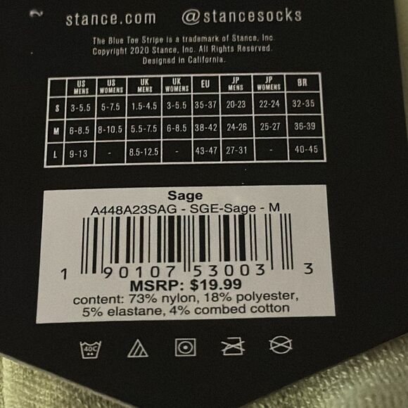 STANCE UNISEX PERFORMANCE SOCKS WITH FRESHTEK AND INFIKNIT COMES IN SIZE MEDIUM - Picture 4 of 4